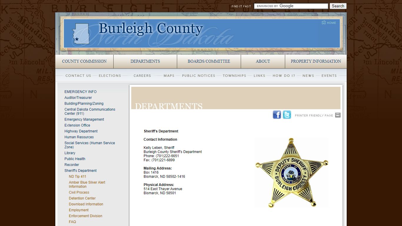 Burleigh County: Departments : Sheriff's Department