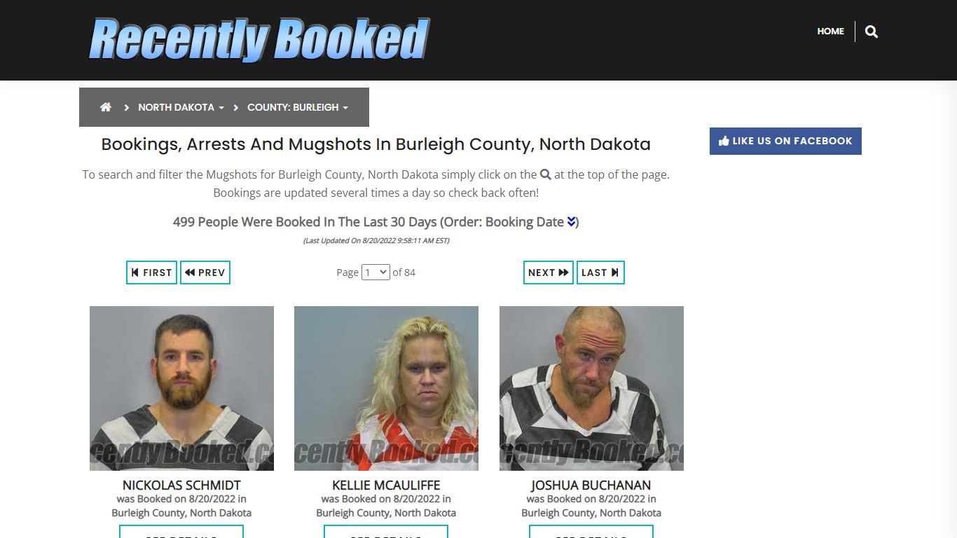 Bookings, Arrests and Mugshots in Burleigh County, North Dakota